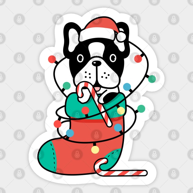 Christmas Frenchie Dog Sticker by Happy Lime